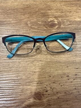 Karen Kane Fairy Moss Eyeglasses Frame Women's Brown Blue Half Rim 52-17-135